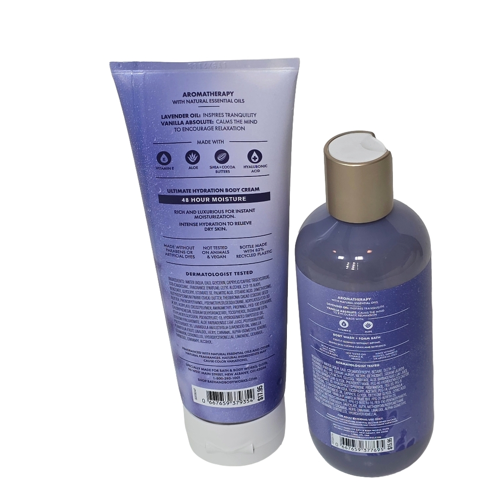 Bath & Body Works Sleep Lavender Vanilla Body Wash and Cream Full Size Nwt - Picture 2 of 2